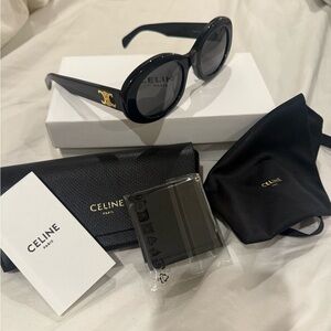 Celine Black triomphe oval sunglasses